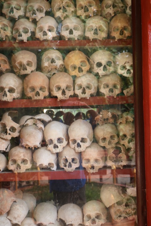 A memorial from the killing fields and a reminder of the evil men can do. 
Families were intentionally separated,  religion was banned,  as was all currency,  writing, books, joining in groups.   If 3 or more  people were seen talking they were arrested under suspicion of conspiracy.  After suitable torture until they confessed execution soon followed.